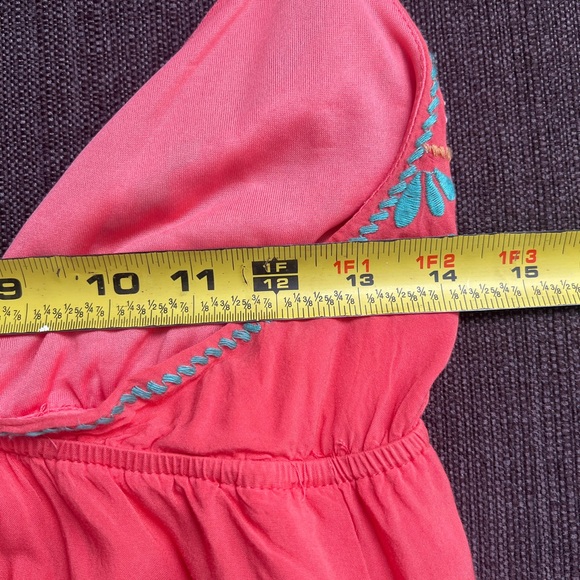 Flying Tomato Topical Orange Maxi Dress Size Small Embroidered Lined Cruise - Picture 7 of 11